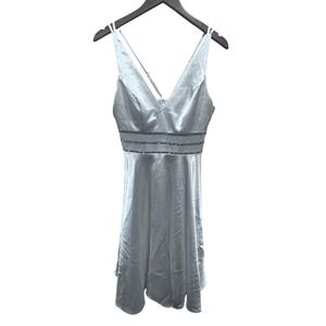 Jules & Cleo White Satin Rhinestone Mesh Waist Mini Dress Size 4 Cocktail Bridal